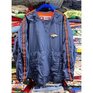 Vintage Nike Pro Line Denver Broncos Windbreaker Navy Blue Orange Men Large